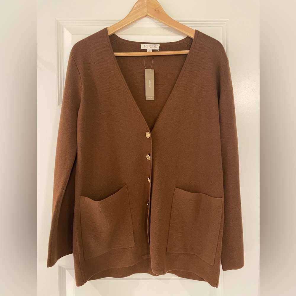 NWT! J. Crew Giselle V-Neck Cardigan, Brown, XS - Picture 2 of 7